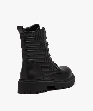 Boots motardes à tige matelassée et grosse semelle crantée femme vue5 - GEMO (CASUAL) - GEMO
