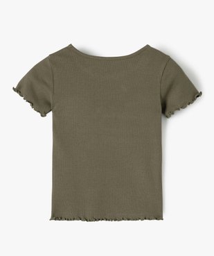 Tee-shirt fille en maille côtelée avec finitions froncées vue3 - GEMO C4G FILLE - GEMO