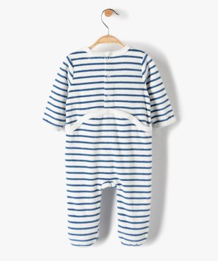 Pyjama bébé rayé en velours avec inscription brodée vue3 - GEMO(BB COUCHE) - GEMO