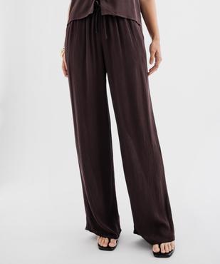 Pantalon large en viscose froissée femme vue1 - GEMO 4G FEMME - GEMO