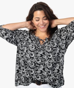 Blouse femme imprimée à manches 3/4 et col fantaisie vue2 - GEMO (G TAILLE) - GEMO