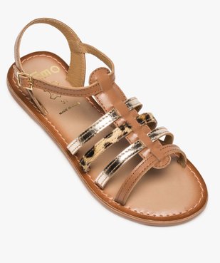 Sandales fille style tropéziennes en cuir métallisé vue5 - GEMO (ENFANT) - GEMO