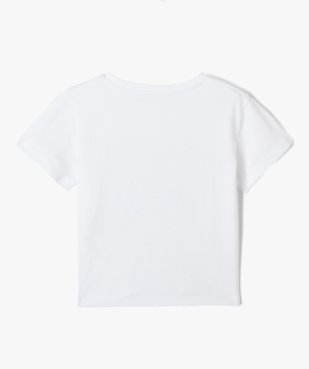 Tee-shirt fille à manches courtes imprimé coupe large et courte vue3 - GEMO (ENFANT) - GEMO