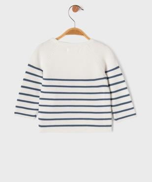 Pull brassière rayé avec fermeture sur le côté bébé vue3 - GEMO(BB COUCHE) - GEMO