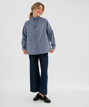 Chemise manches longues à rayures et col victorien femme vue4 - GEMO 4G FEMME - GEMO