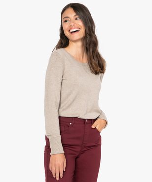 Pull femme en maille fine à col rond et boutons sur les épaules vue1 - GEMO(FEMME PAP) - GEMO