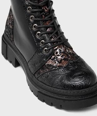 Boots avec empiècements texturés sur semelle crantée femme - Emilia Rosa vue6 - EMILIA ROSA - GEMO