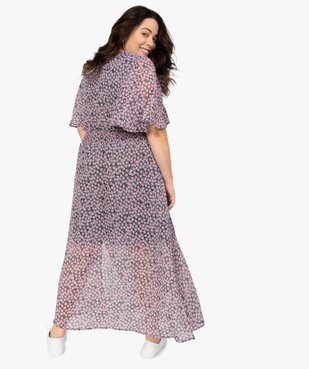 Robe femme imprimée longue avec taille smockée vue3 - GEMO (G TAILLE) - GEMO