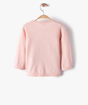 Pull bébé fille en maille avec relief sur l’avant vue3 - GEMO(BEBE DEBT) - GEMO