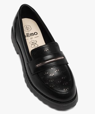 Mocassin à semelle crantée avec dessus perforé femme vue5 - GEMO (CASUAL) - GEMO