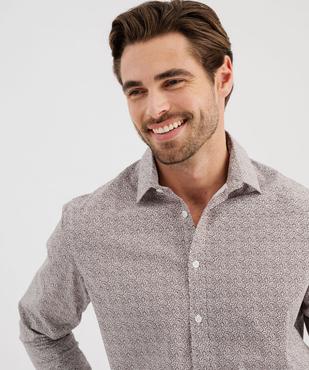 Chemise à manches longues en coton imprimé coupe droite homme vue2 - GEMO 4G HOMME - GEMO