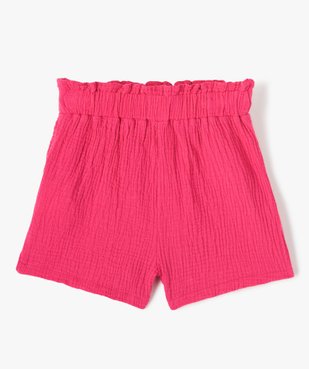 Short fille en double gaze de coton à taille haute élastiquée vue3 - GEMO (ENFANT) - GEMO