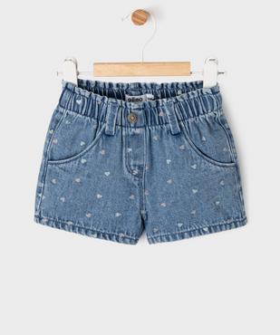 Short en jean à motifs coeurs avec taille ajustable bébé fille vue1 - GEMO(BEBE DEBT) - GEMO