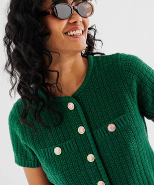 Pull manches courtes en maille texturée à boutons femme vue3 - GEMO(FEMME PAP) - GEMO