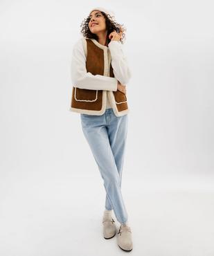 Veste sans manches en suédine et doublure sherpa femme vue4 - GEMO(FEMME PAP) - GEMO