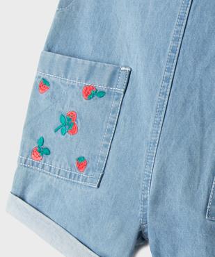 Salopette courte en coton avec motifs brodés bébé fille vue2 - GEMO(BEBE DEBT) - GEMO
