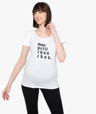 Tee-shirt de grossesse imprimé avec grand col rond vue1 - GEMO (MATER) - GEMO