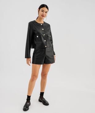 Veste courte imitation cuir avec boutons fantaisie femme vue4 - GEMO(FEMME PAP) - GEMO