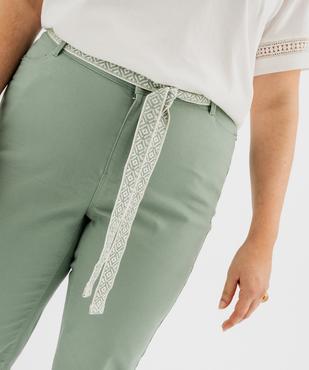 Pantacourt slim taille haute en coton stretch avec ceinture à nouer femme grande taille vue2 - GEMO 4G GT - GEMO