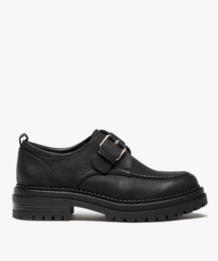 Derbies femme unis à bride à boucle et semelle crantée vue2 - GEMO (CASUAL) - GEMO