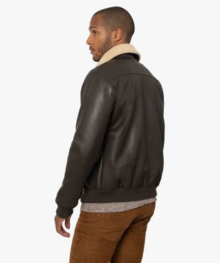 Blouson homme style aviateur avec col en sherpa amovible vue3 - GEMO (HOMME) - GEMO
