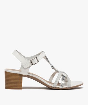Sandales femme à talon carré et fines brides en cuir vue1 - Nikesneakers(URBAIN) - Nikesneakers