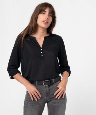 Tee-shirt femme à manches longues et dos dentelle vue1 - GEMO 4G FEMME - GEMO