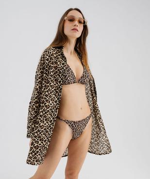 Chemise de plage en popeline de coton imprimée léopard femme vue1 - GEMO 4G FEMME - GEMO
