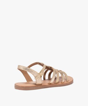Sandales fille en cuir uni effet métallisé à multiples brides vue4 - TANEO - GEMO
