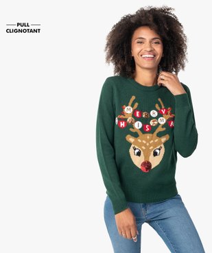 Pull de Noël femme à sequins et leds vue1 - GEMO(FEMME PAP) - GEMO
