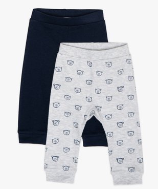 Pantalon bébé garçon en maille avec finitions bord-côte (lot de 2) vue1 - GEMO C4G BEBE - GEMO