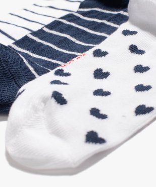 Socquettes femme à motifs (lot de 3) vue2 - GEMO(HOMWR FEM) - GEMO