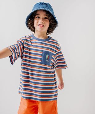 Tee-shirt manches courtes à rayures multicolores garçon vue6 - GEMO 4G GARCON - GEMO