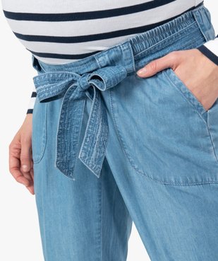 Pantalon de grossesse en Lyocell avec bandeau extensible vue2 - GEMO 4G FEMME - GEMO