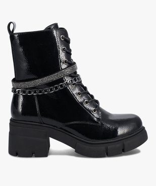 Bottines femme rock vernies avec brides métalliques vue1 - GEMO(URBAIN) - GEMO