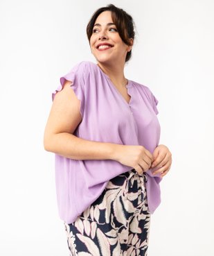 Blouse à manches courtes à volants femme grande taille vue1 - GEMO (G TAILLE) - GEMO