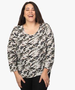Blouse femme imprimée avec zip fantaisie sur les épaules vue1 - GEMO (G TAILLE) - GEMO