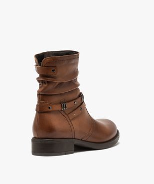 Boots fille unies dessus cuir drapé et brides fantaisie vue4 - GEMO (ENFANT) - GEMO