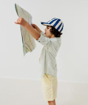 Chemise manches longues en mélange coton-lin rayé garçon vue6 - GEMO (ENFANT) - GEMO