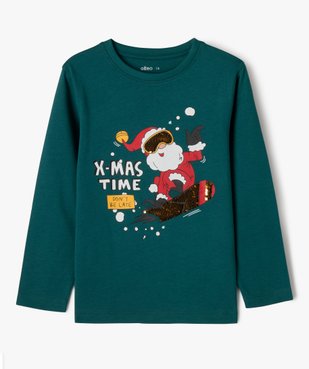 Tee-shirt manches longues de Noël en coton imprimé garçon vue1 - GEMO (ENFANT) - GEMO