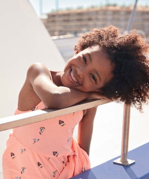 Robe fille imprimée à fines bretelles et coupe évasée vue6 - GEMO (ENFANT) - GEMO