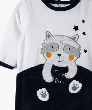 Pyjama bébé en velours avec motif petit loup vue2 - GEMO(BB COUCHE) - GEMO