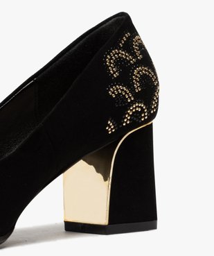 Escarpins femme en suédine avec talon et détails métallisés vue6 - GEMO(URBAIN) - GEMO