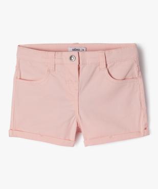 Short en coton stretch avec revers fille vue1 - GEMO (JUNIOR) - GEMO