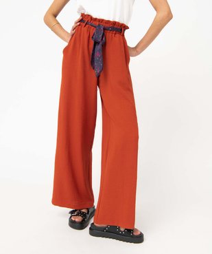 Pantalon femme en maille fluide avec ceinture imprimée vue1 - GEMO(FEMME PAP) - GEMO