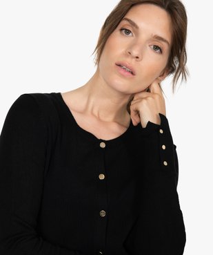 Gilet femme en maille fine avec boutons fantaisie vue2 - GEMO(FEMME PAP) - GEMO