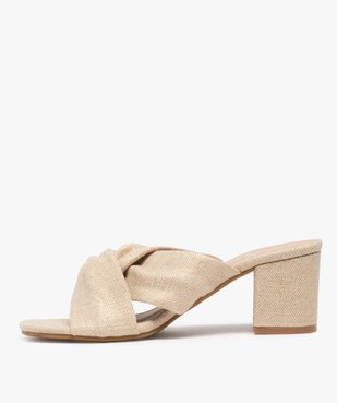 Mules femme à talon carré et brides drapées en toile vue3 - GEMO(URBAIN) - GEMO