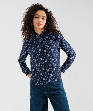 Chemise manches longues fleurie à col victorien femme vue1 - GEMO(FEMME PAP) - GEMO