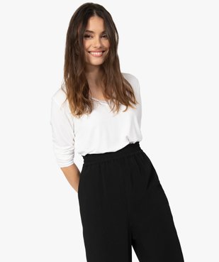 Tee-shirt femme à manches longues et col V en dentelle vue2 - GEMO(FEMME PAP) - GEMO