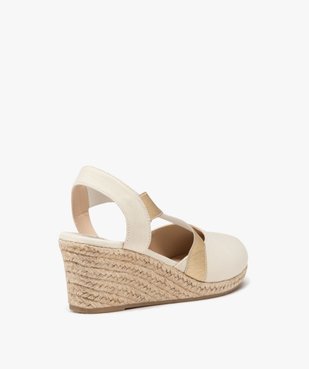 Sandales femme unies avec semelle corde compensée dessus à brides élastiques vue4 - GEMO(URBAIN) - GEMO
